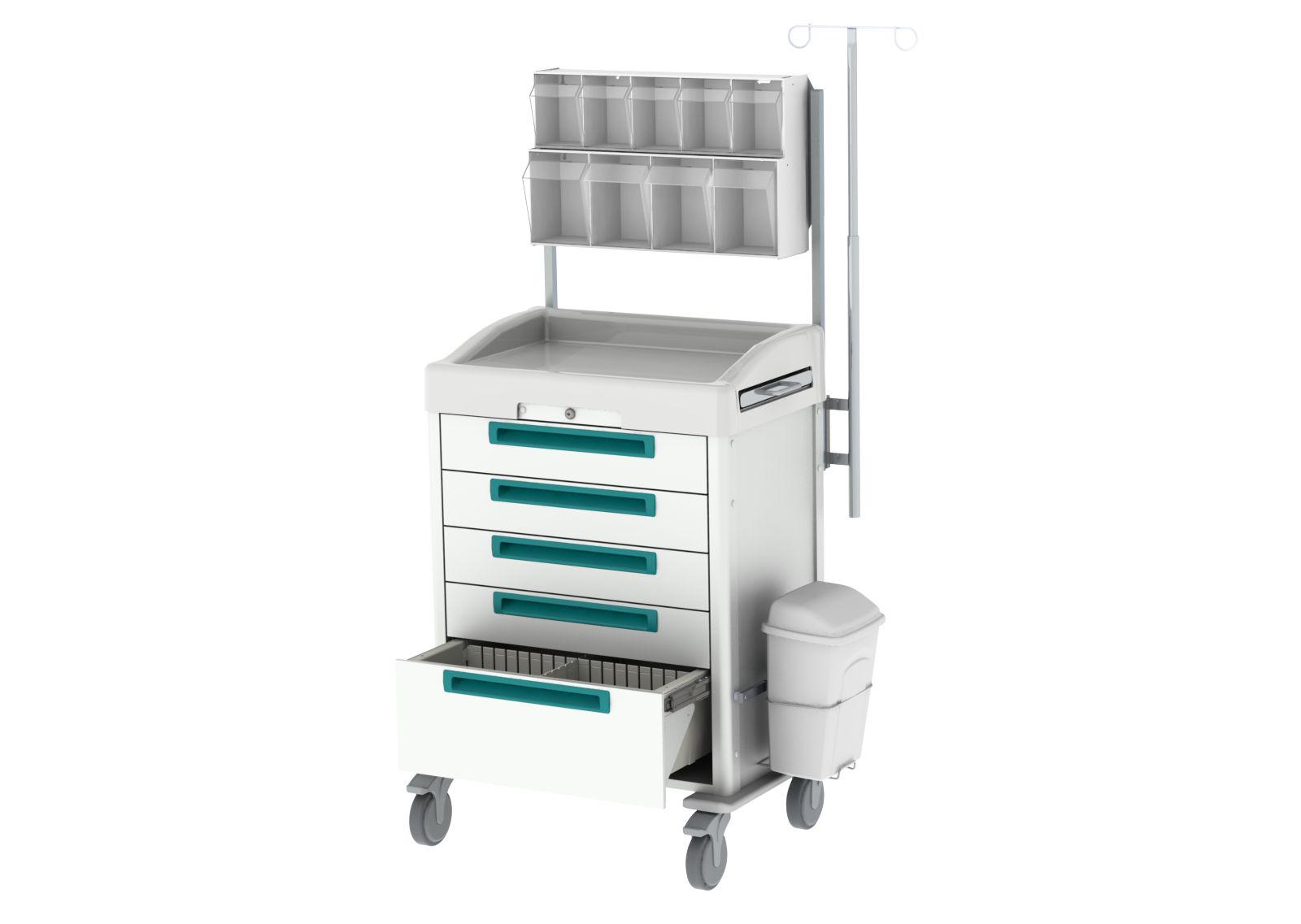 Chariot d'anesthésie et de soins intensifs, avec dispositif de verrouillage pour un stockage sécurisé des médicaments anesthésiques - JETCART_0