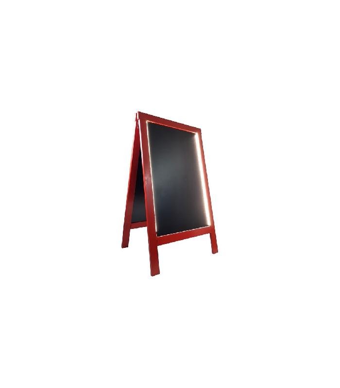 Chevalet stop trottoir en bois - 127 x 75 cm avec éclairage LED et batterie 9 800 mAh - Référence : LSTF38RV-LED-BA98_0