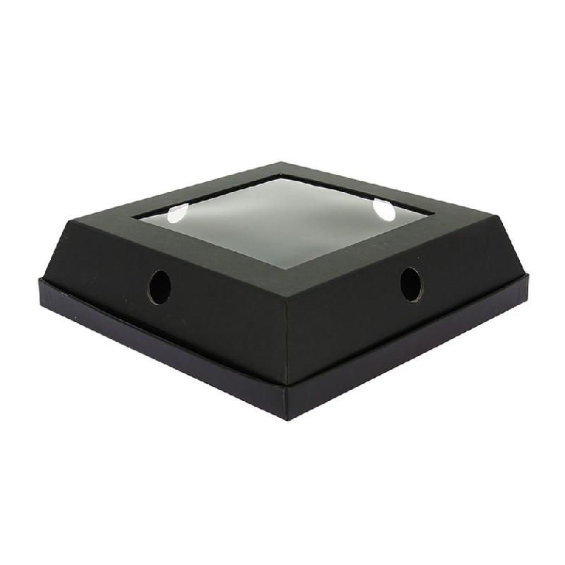 Cloche a fromages carton carrée kraft noir avec fenêtre 25x25x6,8cm - par 20_0