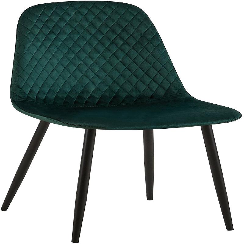 Décoshop26 - Chaise de salle à manger x1 coutures décoratives losanges assise en velours vert pieds métal noir mat 10_0002246 - noir métal 300025_0