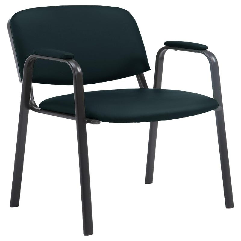 Décoshop26 - Chaise visiteur avec accoudoirs intégrés zone d'attente en PVC noir piètement à 4 pieds en métal noir 10_0003375 - noir métal 3000_0