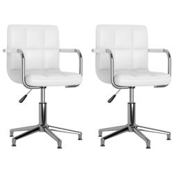 Décoshop26 - Lot de 2 chaises de salle à manger accoudoirs siège pivotant hauteur réglable en PVC blanc DEC025195 - blanc 3000255121762_0