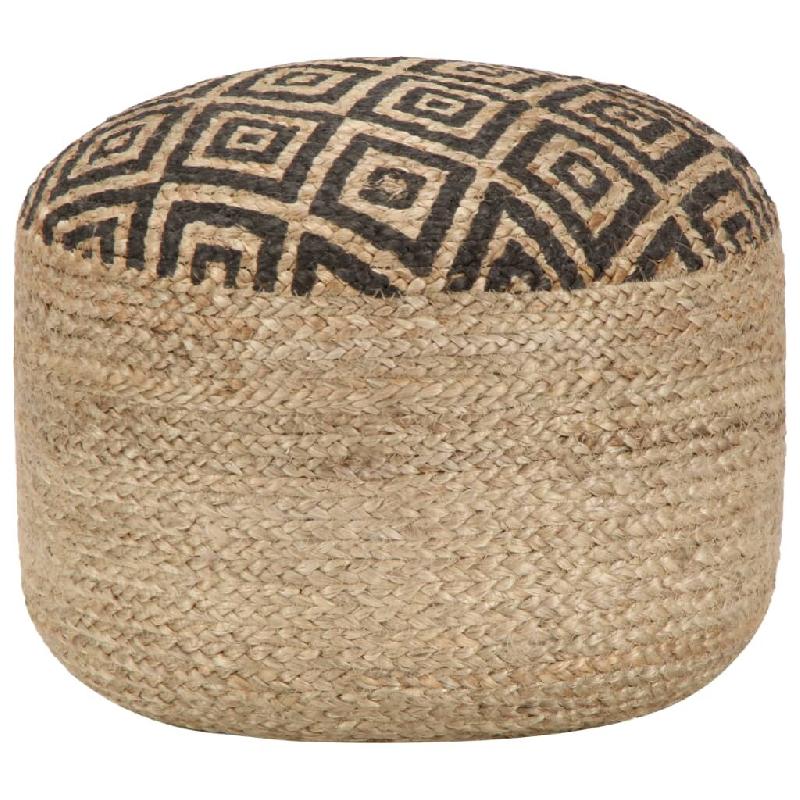 Décoshop26 - Pouf tabouret repose-pied en cordes de jute tressées à la main 45 x 30 cm jute noir DEC030009 - 3000257674839_0