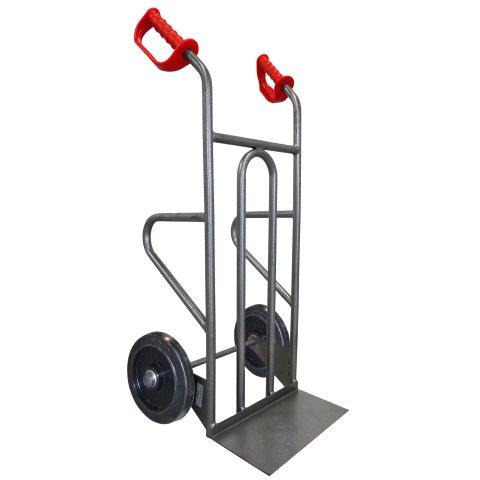 DIABLE ACIER DROIT POIGNÉE OUVERTE CHARGEMENT VERTICAL ET HORIZONTAL 250 KG ROUES CAOUTCHOUC NOIR