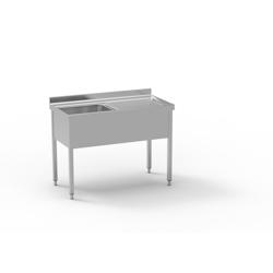 Plonge standard série 600 Eratos - Inox AISI-304 18/10 - 1200x600x850 - 1 cuve 500x400x250 - Égouttoir à droite - FGB-126/11D_0