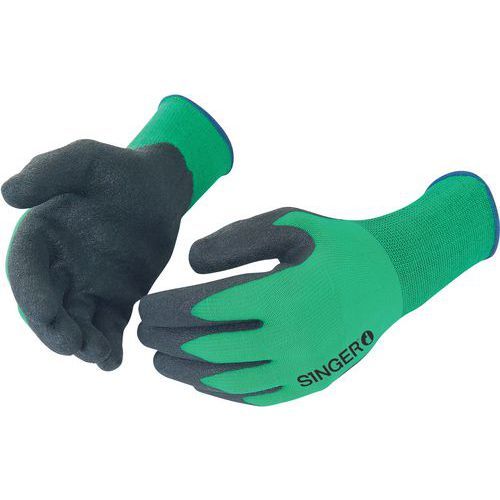 GANTS DE MANUTENTION ENDUCTION PVC NOIR/VERT TAILLE 8 - SINGER SAFETY