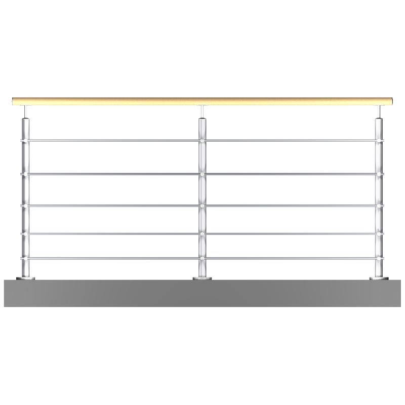 Garde-corps inox avec 5 sous-lisses - Sur mesure pour terrasses, balcons ou mezzanines_0