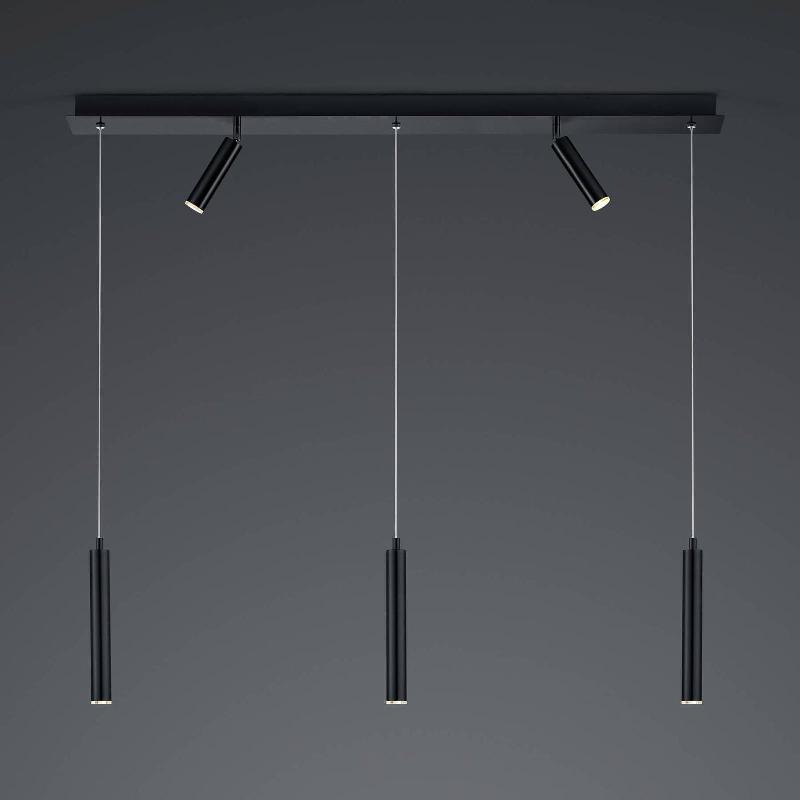 HELL SUSPENSION LED TOM, À 5 LAMPES, NOIRE