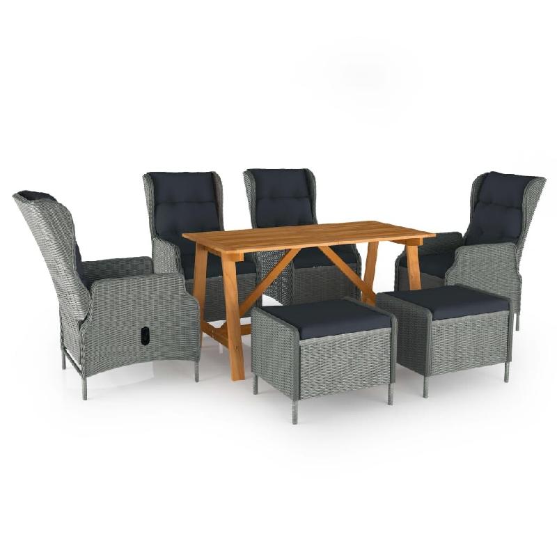 Helloshop26 - Ensemble de salle à manger de jardin meuble extérieur 7 pièces gris clair 02_0013969 - gris Bois massif 3000129191532_0