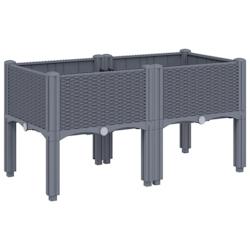 Helloshop26 - Jardinière bac lit surélevé plantes fleurs terrasse jardin avec pieds 80 x 40 x 42 cm PP gris 02_0038169 - 3000214114071_0