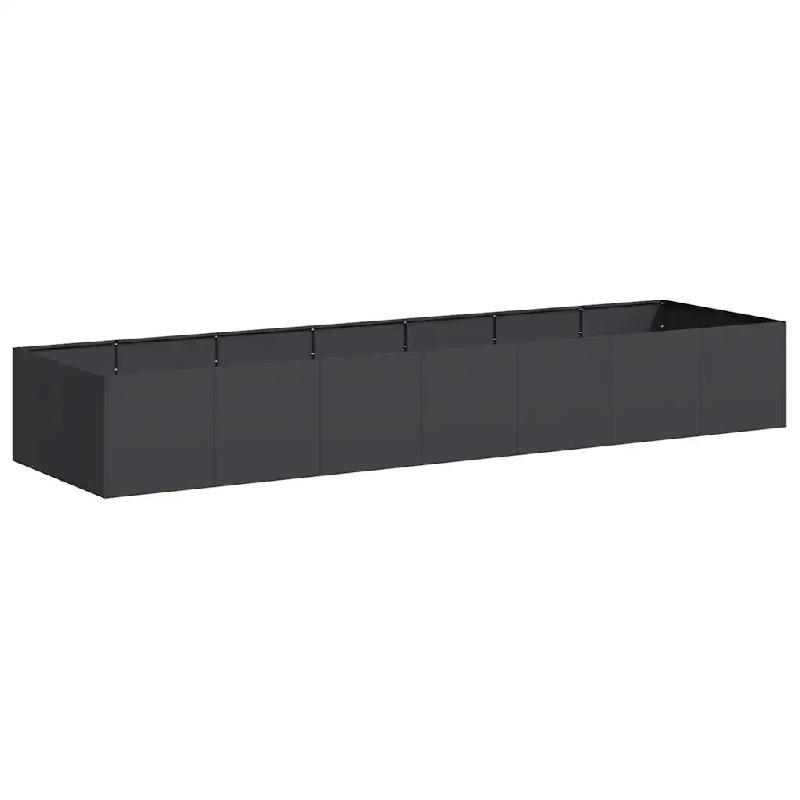 Helloshop26 - Jardinière rectangulaire pour jardin patio 280 x 80 x 40 cm design moderne esthétique en acier noir 02_0051542 - noir acier 3000236970_0