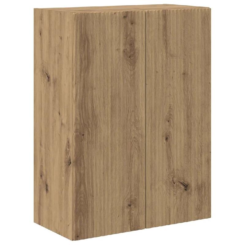 Helloshop26 - Meuble TV mural contemporain en bois d'ingénierie avec rangement efficace 59,5 x 31 x 80 cm en chêne artisanal 02_0055038 - Bois massi_0