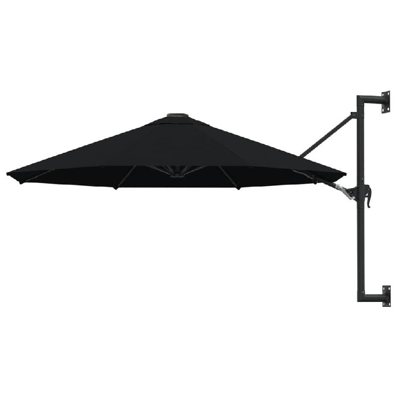 Helloshop26 - Parasol mural avec mât en métal 300 cm noir 02_0008683 - noir métal 3000462947766_0