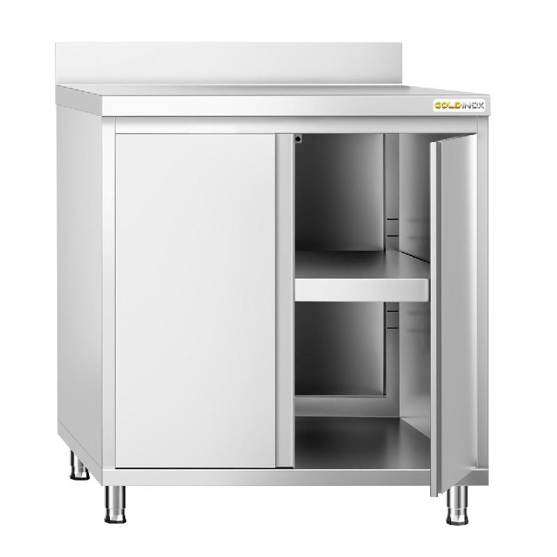 Meuble bas inox 800x700 mm adossé PREMIUM - GOLDINOX - gris inox 3701770809226_0