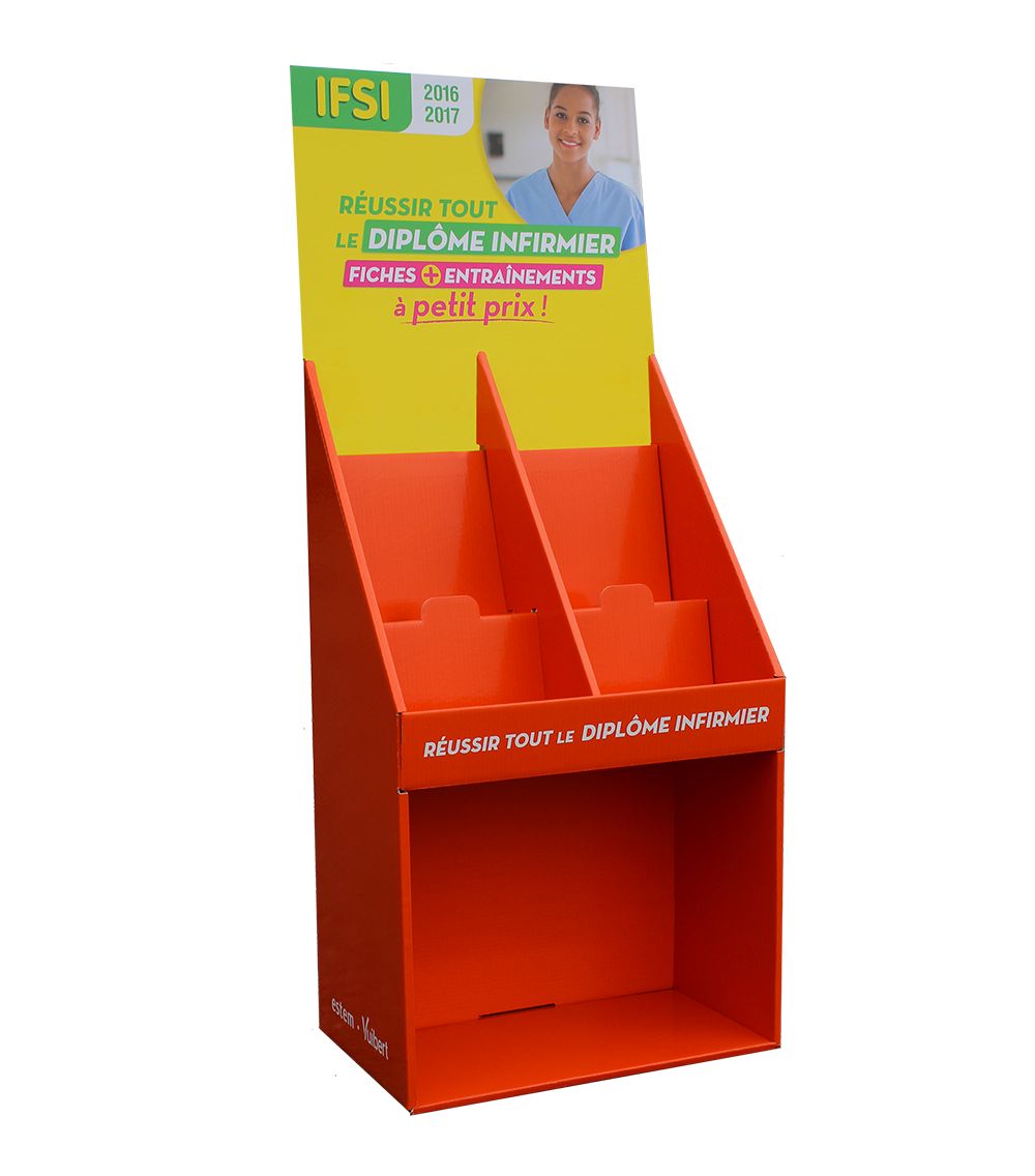 Meuble présentoir - Jade PLV - 4 facings avec bibliothèque et sérigraphie 1 couleur_0