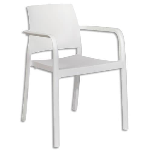 Fauteuil extérieur en polypropylène blanc MT International - L56 x H80 x P58 cm - Embouts antidérapants et accoudoirs fixes_0