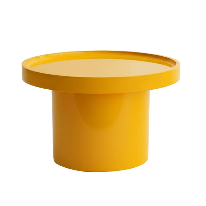 Oviala Business Table basse ronde 50 cm en MDF effet laqué jaune - jaune Bois manufacturé 114321_0