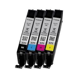 Pack de 4 cartouches d'encre authentique  Canon CLI571 Noir et couleurs  - programme SECOND - multicolore 3701352379086_0