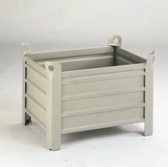 Caisse-palette métallique - Palette conteneur tôlée 800 x 600 mm - Repliable avec ou sans patins_0