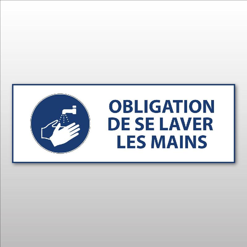 PANNEAU OBLIGATION - OBLIGATION DE SE LAVER LES MAINS - M011  - 450 X 150 MM - PVC