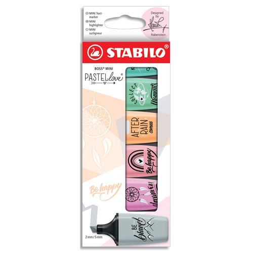 PASTELLOVE 2.0 - ETUI DE 6 SURLIGNEURS STABILO BOSS MINI - GRIS/MAUVE/ROSE/ABRICOT/MENTHE/TURQUOISE