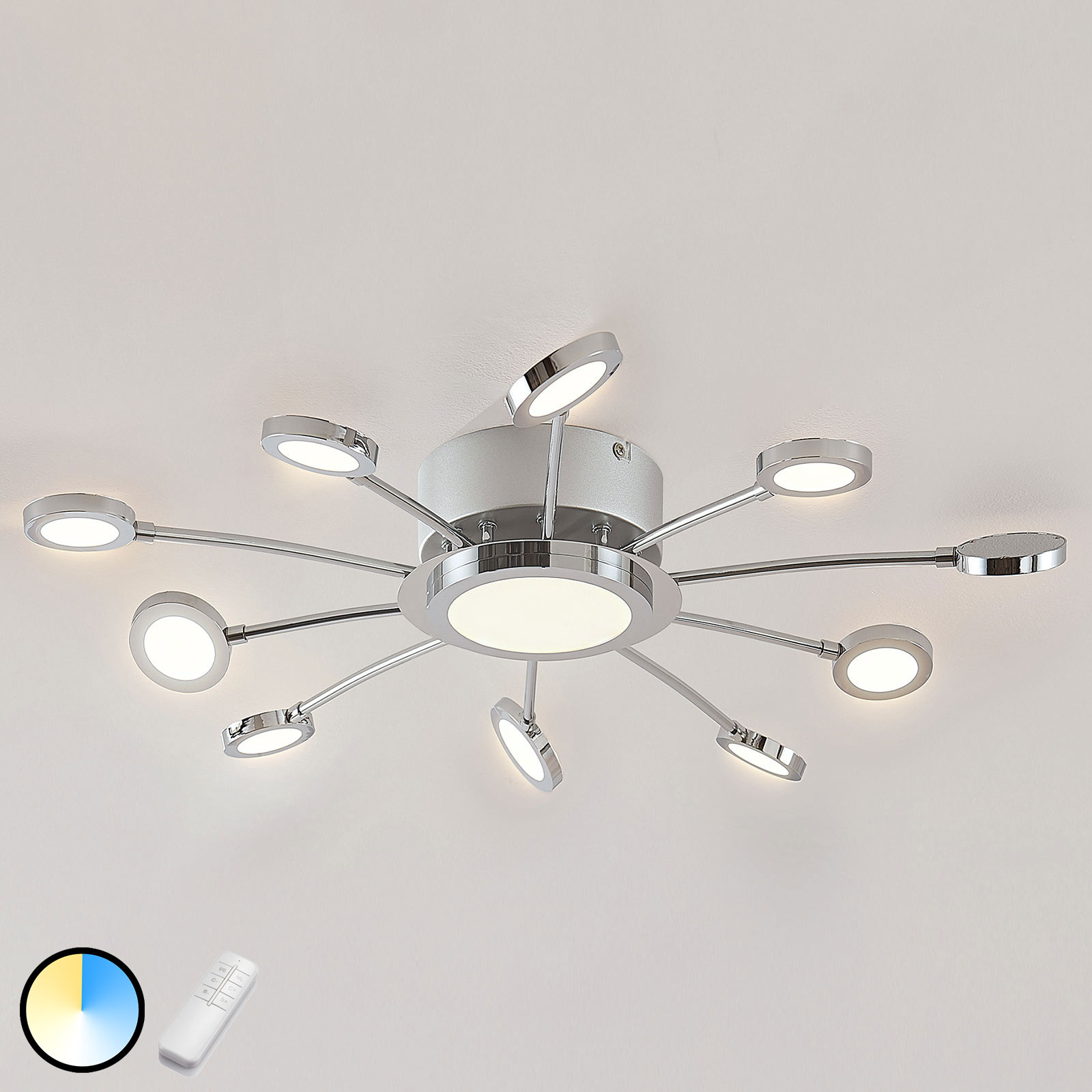 LINDBY PLAFONNIER LED CHROMÉ MERU, CCT