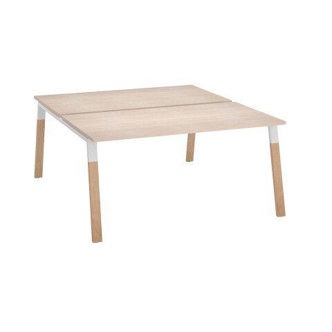 PÔLE DE 2 BUREAUX ECLA CHÊNE CLAIR L 160 X P 80 CM PIEDS MÉTAL FINITION BOIS