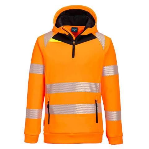 PORTWEST DX482 DX4 HI-VIS 1/4 ZIP HOODIE ORANGE/NOIR - TAILLE S