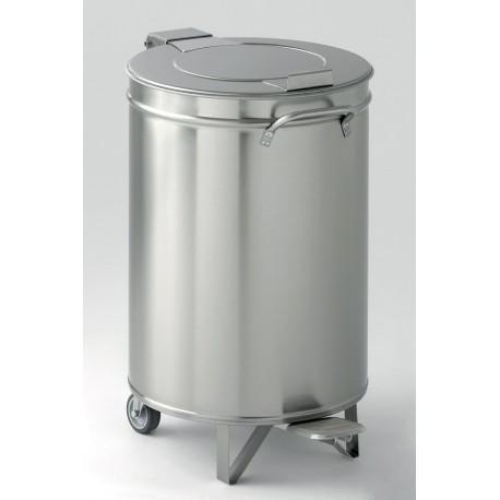 Poubelle mobile en inox - capacité 50 L pour sacs - modèle POUBRL_0