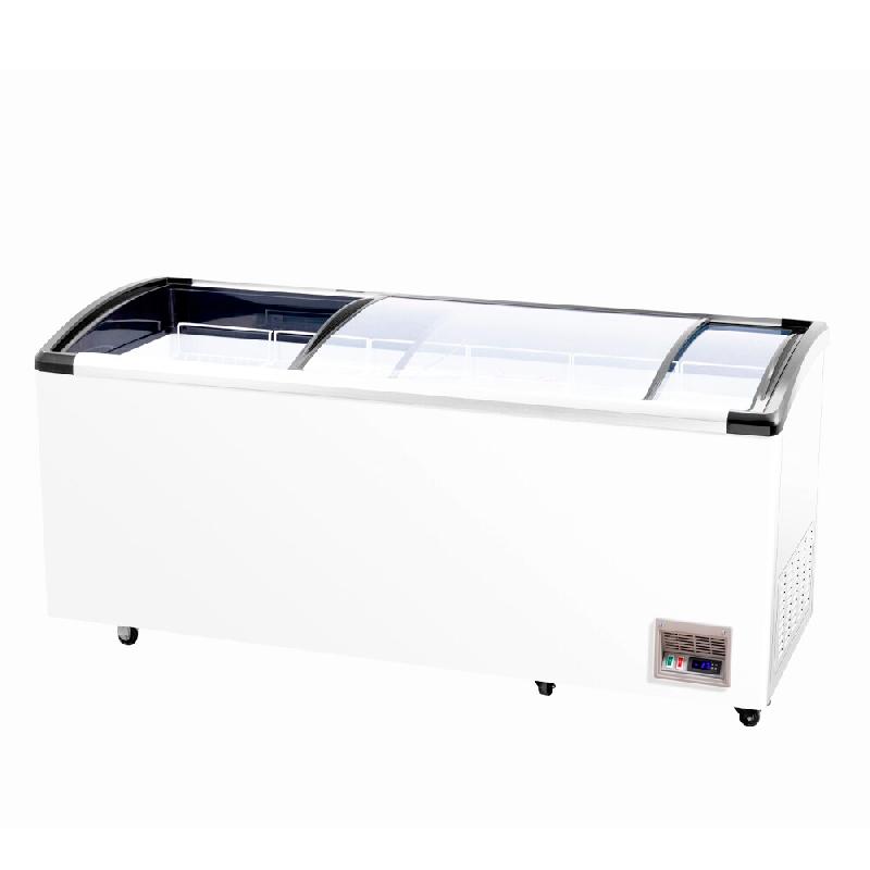 Romux® Îlot Congélateur 600 Litres avec 2 Portes Coulissantes en Verre Courbé Blanc | Îlots Congélateurs Professionnels - 8435811807500_0
