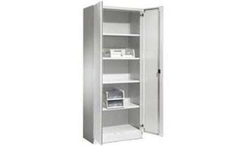 Armoire de bureau SCHÄFER - 1200 x 425 x 1950 mm - acier gris clair RAL 7035 - portes battantes robustes_0