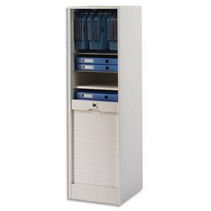Simmob classeur à rideaux blanc en PPSM - 1 colonne, 7 tablettes, 1 étage DS - Dimensions L41 x H140 x P44 cm_0
