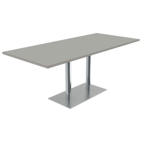 TABLE MENORCA 180X80 T6 STR ALAISÉ GRIS PERLE GRIS/CHROMÉ - MOBIDECOR
