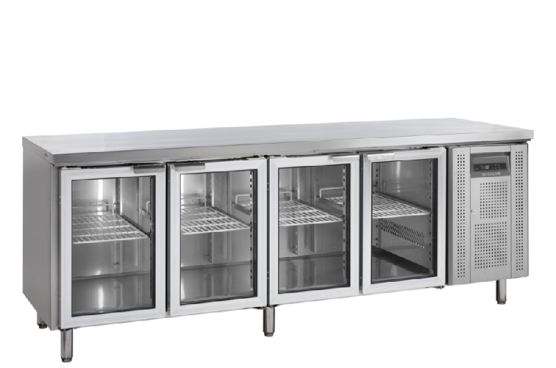 Table réfrigérée positive 4 portes vitrées GN1/1 SS304 - 533 L | Tefcold - CK7410G_0
