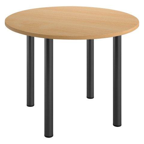 TABLE RONDE L 100 CM EXCELLENS PLATEAU HÊTRE 4 PIEDS MÉTAL ANTHRACITE