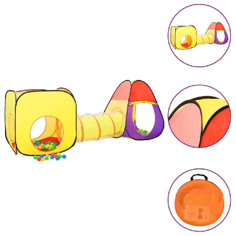Tente de jeu multicolore pour enfants - 250 balles incluses - 255 x 80 x 100 cm - Modèle 02_0005120_0