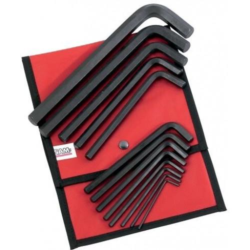 TROUSSE DE 12 CLÉS MÂLES COUDÉES LONGUES 6 PANS 3 À 19 MM SAM OUTILLAGE