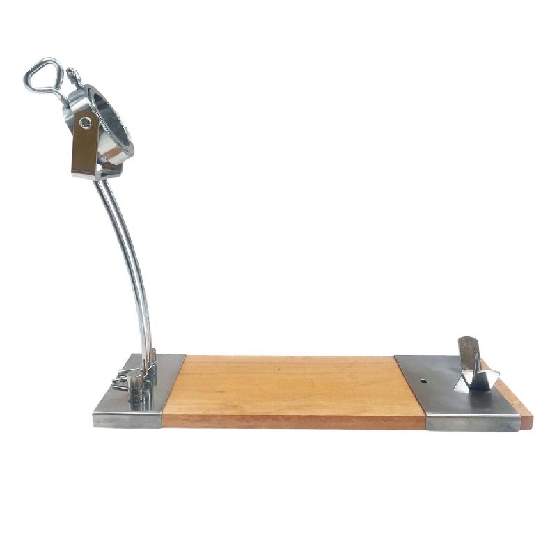 WellHome - Support à jambon IBERIA Luxe avec tête rotative en bois et acier inoxydable 49,5 x 16 x 30 cm - marron inox WH15384_0