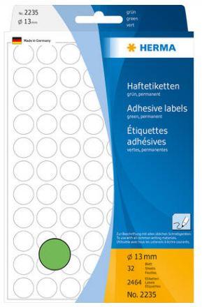 Étiquette/pastille de couleur ø 13 mm, rondes, vertes - Réf. 2235 - 2464 étiquettes adhésives pour organisation_0
