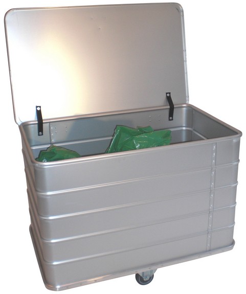 Conteneur poubelle 340 Litres Gris Vert 2 roues SANS BARRE