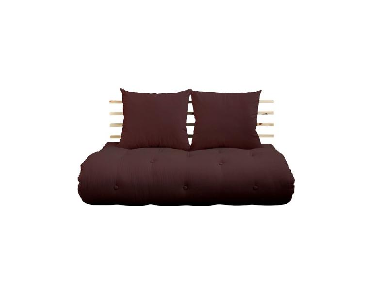 CANAPÉ LIT FUTON SHIN SANO BROWN ET PIN MASSIF COUCHAGE 140*200 CM._0