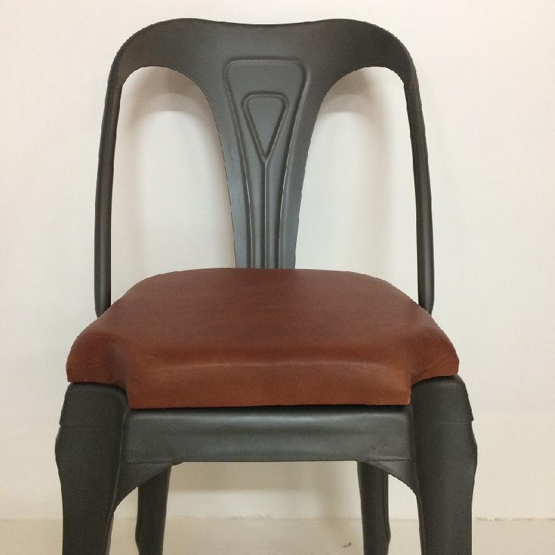 Chaise en metal gris brooklyn - edition assise cuir_0