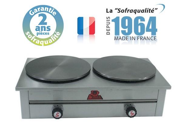 Crêpière gaz professionnelle - 2 plaques en fonte micro sillonnée - diamètre 400 mm - modèle 20086_0