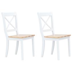 Décoshop26 - Set de 2 chaises de salle à manger blanc et bois clair bois hévéa massif blanc DEC025475 - blanc 3000255269839_0