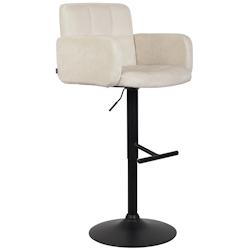 Décoshop26 - Tabouret de bar pivotant en velours crème et métal noir avec accoudoirs repose-pieds et dossier TDB10652 - noir 3002471332694_0