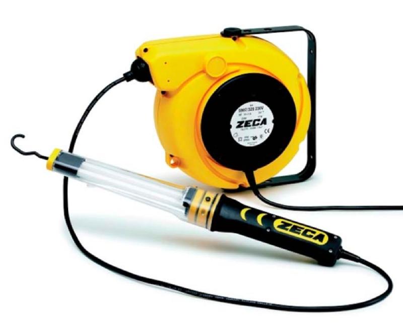 Enrouleur de câble baladeuse fluorescente14 m 2G 1,5 mm² 230V Polypropylène avec enrouleur automatique et support mural pivotant Zeca 5907/328 230V_0
