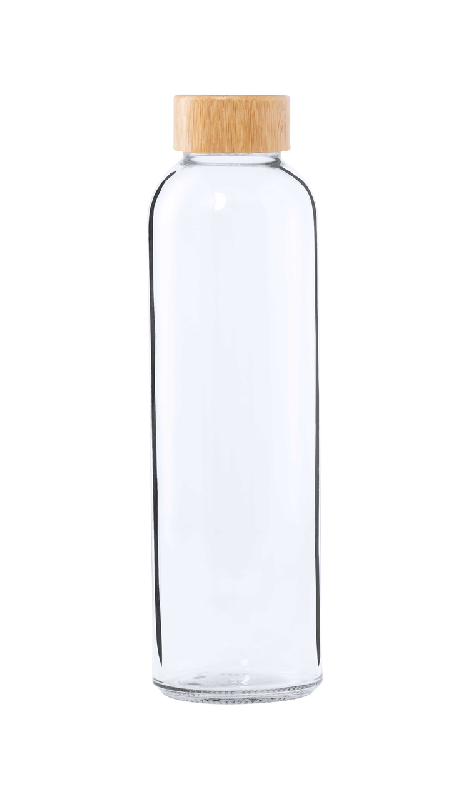 Gourde de sport en verre - 500 ml - Couvercle en bambou - Transparent_0