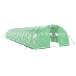 Helloshop26 - Serre tente abri plante fleur légumes avec cadre en acier 56 m² 14 x 4 x 2 m vert 02_0044608 - 3000220269703_0