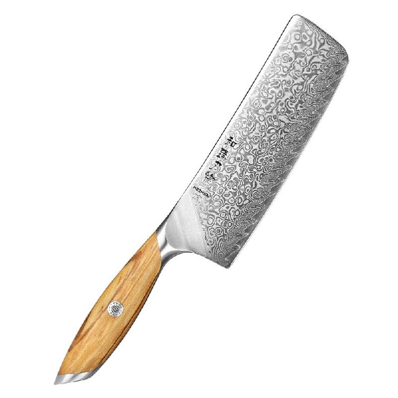 Hezhen - Couteau Damas Nakiri - Série phare X01 - multicolore acier X01-XC_0