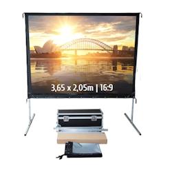 KIMEX Écran de projection valise 3,65 x 2,05m - Format 16:9 - Toile de rétroprojection translucide avec cadre pliable et flight case_0